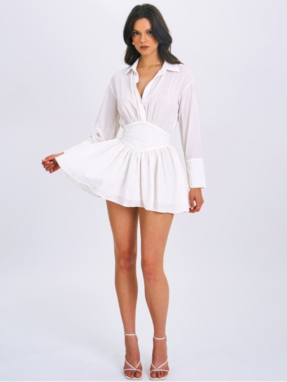 JAMILA WHITE SHIRT MINI DRESS WITH
WAIST DETAIL